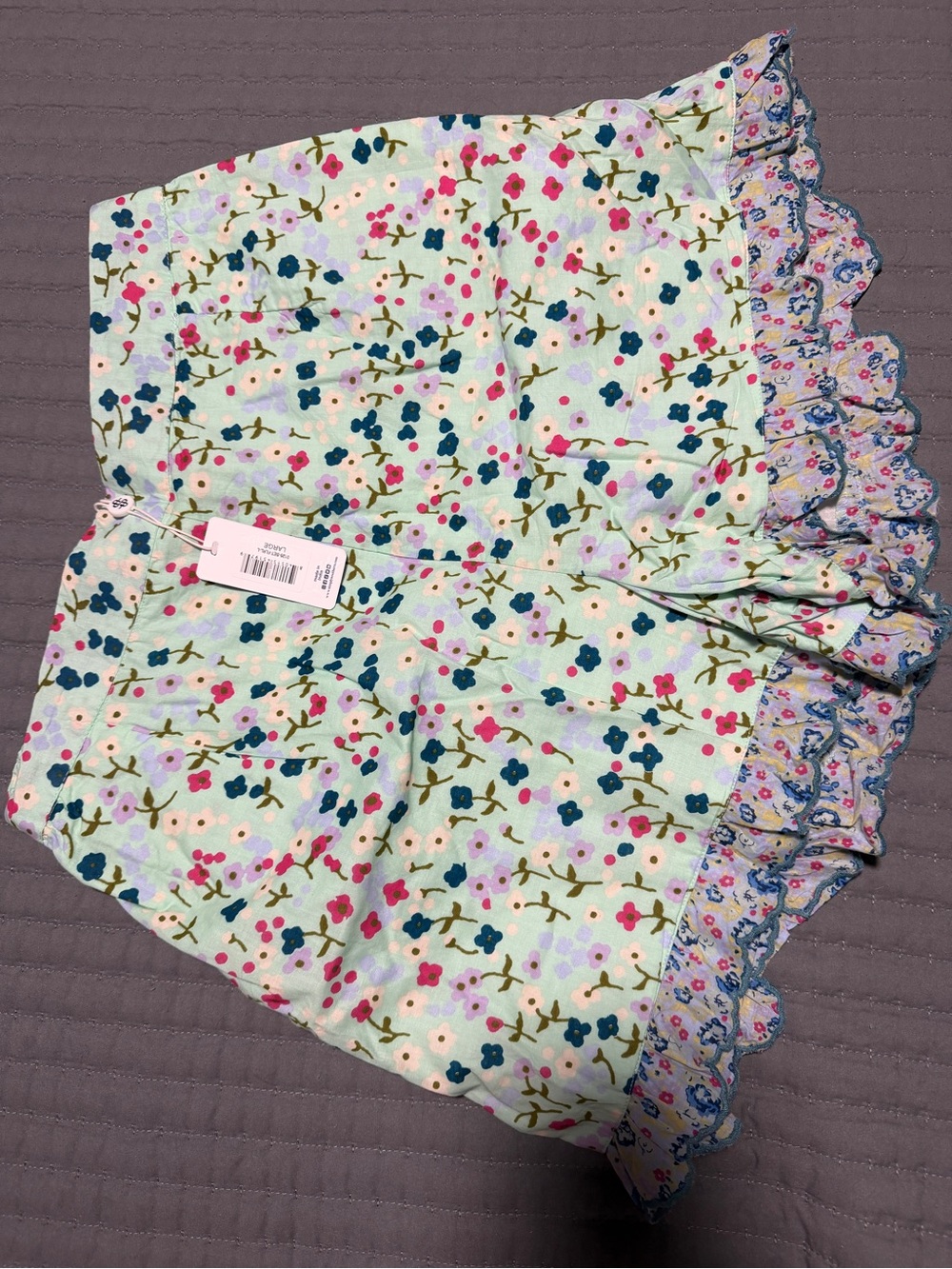 Simply Southern Mint Floral Print Shorts with Pink & Blue Accents